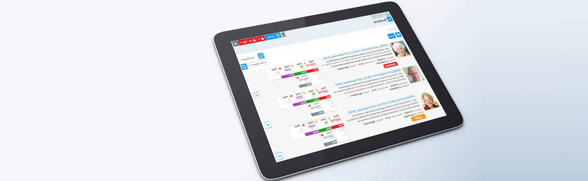 Tablet che mostra l'interfaccia della cartella clinica Equipe