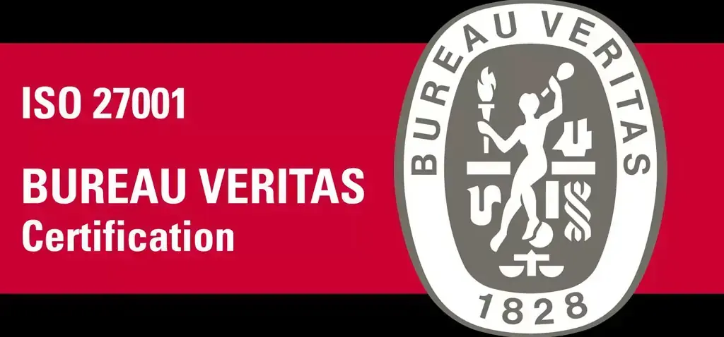 Marchio di certificazione ISO 27001 rilasciato da Bureau Veritas