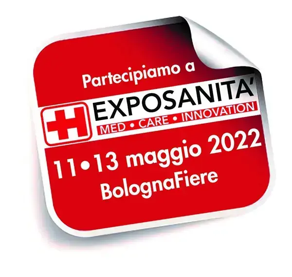 Adesivo «Partecipiamo a Exposanità, 11-13 maggio 2022, BolognaFiere»
