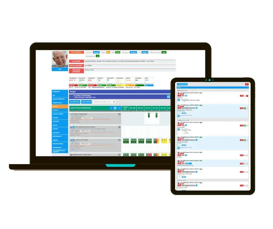 Un portatile e un tablet mostrano le schermate del software Equipe