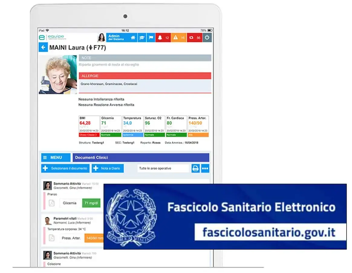 Medico al computer portatile accanto alla scritta FSE