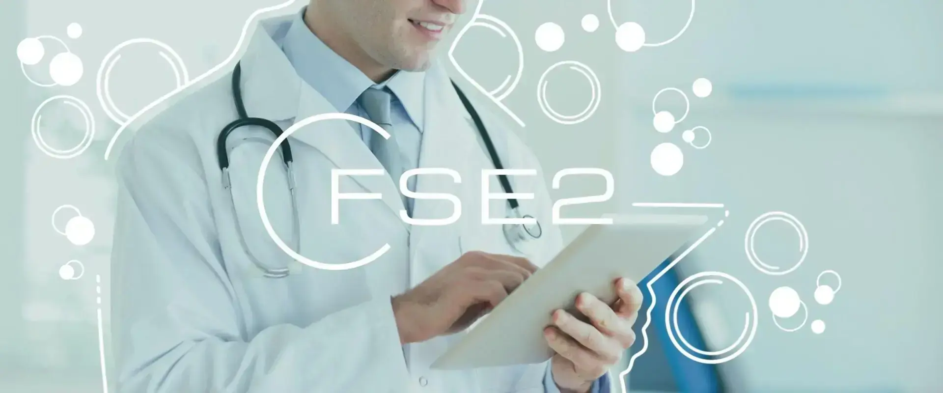 Medico con un tablet accanto alla scritta FSE 2