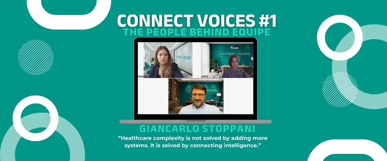 Grafica di Connect Voices #1 con Giancarlo Stoppani e la sua citazione in inglese